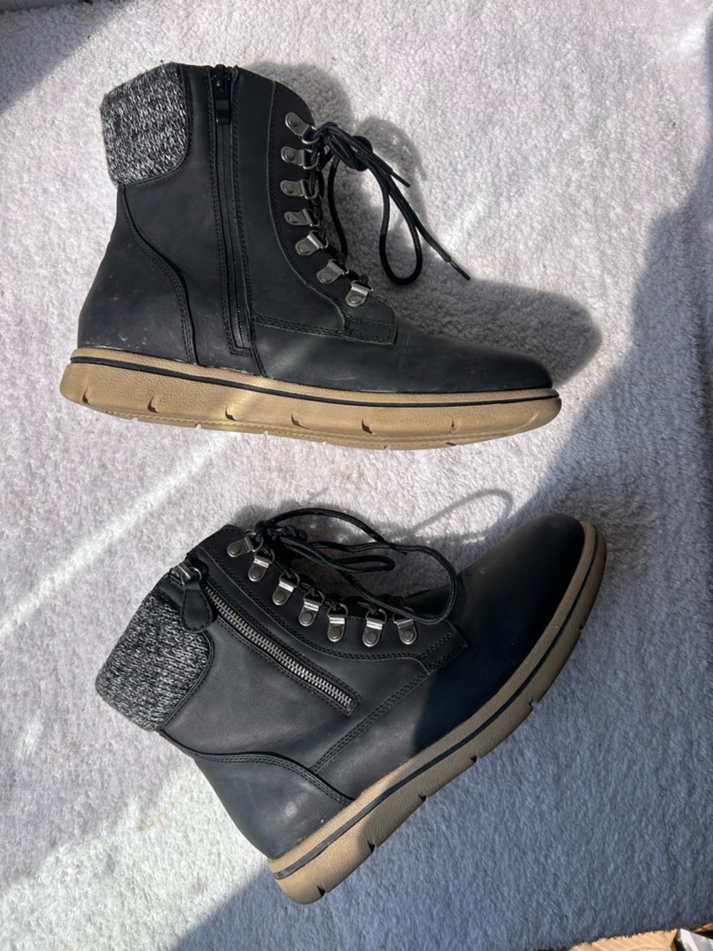 Torrid Black Lace-Up Ankle Boots with Tan Sole Size 11